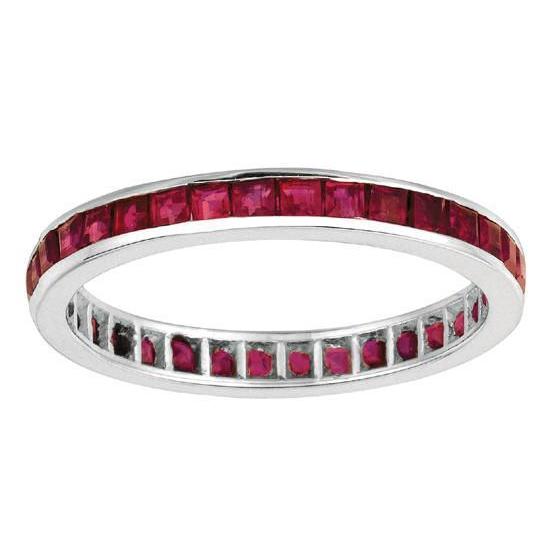 Impostazione canale 1.60 Ct. Princess Cut Eternity Ruby Ring Gruppo musicale Oro 14K - harrychadent.it