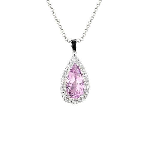 Kunzite con pendente per collana di diamanti Oro bianco 14K 11.50 Ct - harrychadent.it