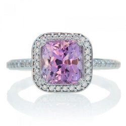 Kunzite rosa naturale con anello di diamanti Lady Jewelry Oro 18.45 ct