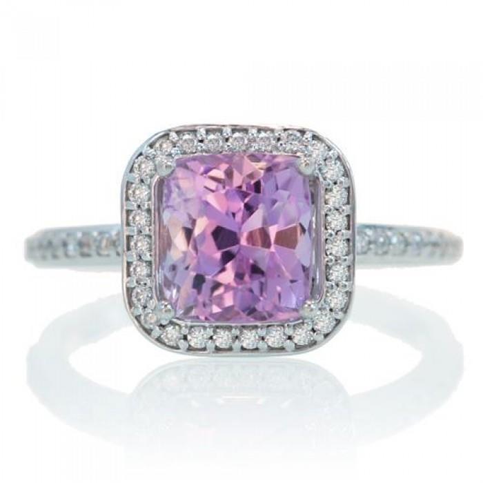 Kunzite rosa naturale con anello di diamanti Lady Jewelry Oro 18.45 ct - harrychadent.it
