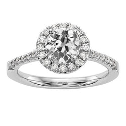 Lady's Halo Ring Il giro vecchio taglio Diamante con accenti 3,25 carati