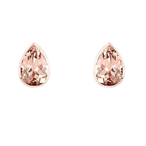Lunetta Orecchini a bottone Morganite con taglio a pera da 12.50 ct Oro rosa 14K - harrychadent.it