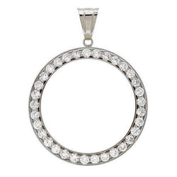 Lunetta Pendente con diamante tondo da 2 carati in oro bianco 14K