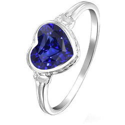 Lunetta Solitaire Set Cuore Anello Zaffiro Blu Naturale 2 Carati