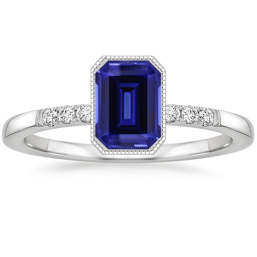 Lunetta incastonata con zaffiro blu e diamante anello 2.50 carati stile vintage - harrychadent.it