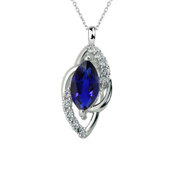 Marquise Ceylon Collana con ciondolo con zaffiro e diamanti Oro 1,75 carati