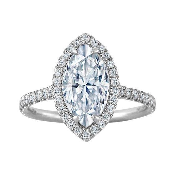 Marquise Cut With Halo 1,95 carati anello di diamanti in oro bianco 14k gioielli - harrychadent.it