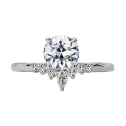 Marquise & Il giro vecchio minatore Diamante Ring Crown Style 3,50 carati