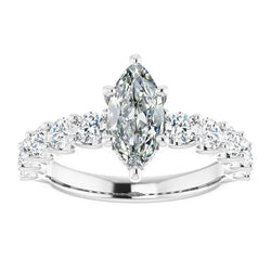 Marquise Old Mine Cut Diamante Ring 14K Gioielli in oro 7,50 carati