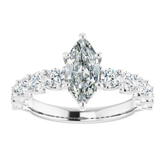 Marquise Old Mine Cut Diamante Ring 14K Gioielli in oro 7,50 carati - harrychadent.it