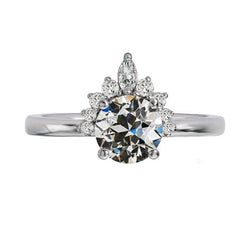 Marquise in oro e anello rotondo con diamanti da minatore vecchio stile corona 4 carati