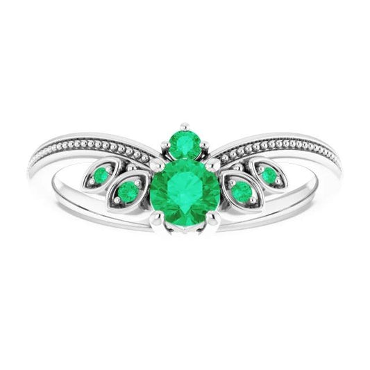 Milgrain verde smeraldo colombiano da 1 carati con anello di gioielli in oro bianco 14 carati Nuovo - harrychadent.it