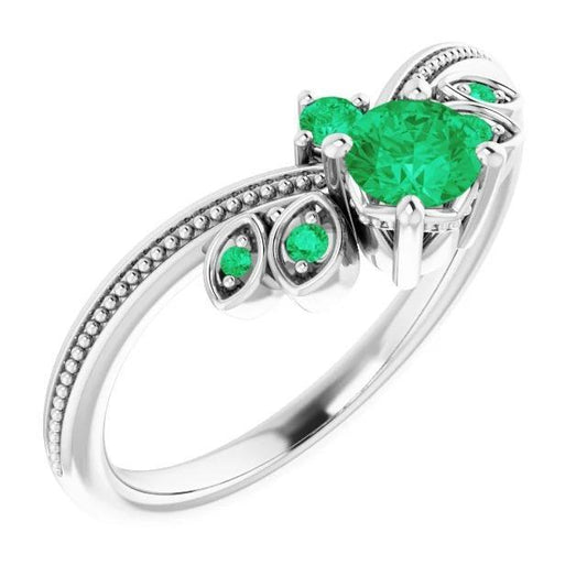 Milgrain verde smeraldo colombiano da 1 carati con anello di gioielli in oro bianco 14 carati Nuovo - harrychadent.it