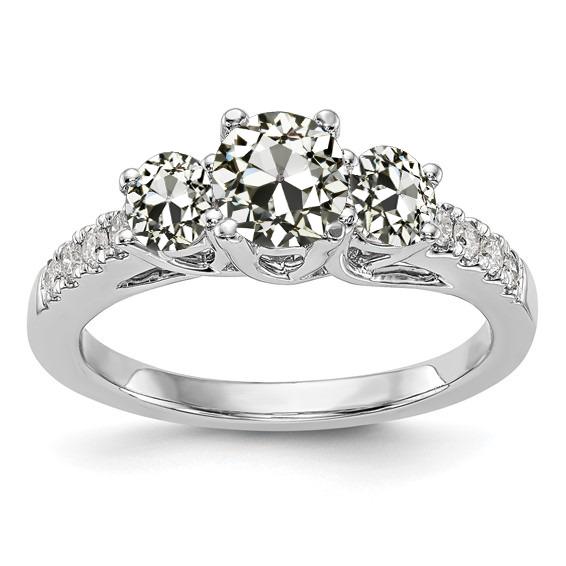 Old Mine Cut Diamante Ring con accenti 3 Stone Style 4,50 carati - harrychadent.it