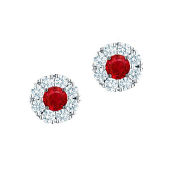 Orecchini Donna Orecchini Rubino E Diamanti 4 Carati Oro Bianco 14K