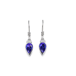 Orecchini Donna Pendenti Tanzanite 4.20 Carati Con Diamanti Oro 14K