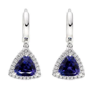 Orecchini Donna Pendenti Tanzanite 5.48 Carati Con Diamanti Wg 14K - harrychadent.it