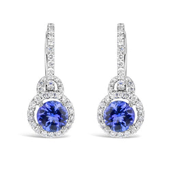 Orecchini Donna Pendenti Tanzanite 5.50 Carati Con Diamanti Novità