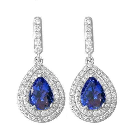 Orecchini Donna Pendenti Tanzanite 8 Ct Con Diamanti Oro Bianco 14K - harrychadent.it