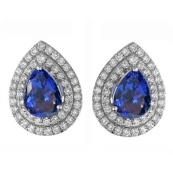 Orecchini Donna Stud Pave Halo 3.96 Carati Tanzanite Blu & Diamanti - harrychadent.it