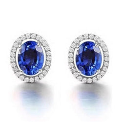 Orecchini Donna con Zaffiro Blu Carati 5.80 e Diamanti in oro 14 carati