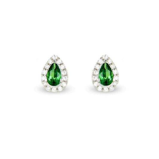 Orecchini Halo 14K Bianco Verde Smeraldo Con Diamanti 5 Carati - harrychadent.it