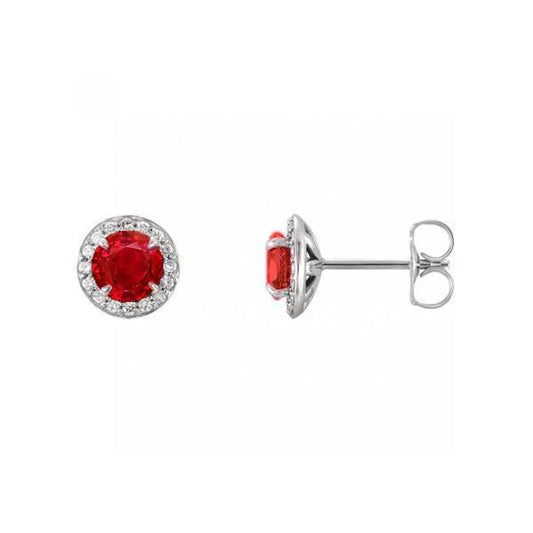 Orecchini Halo 14K Rubino Bianco Rosso E Diamanti 4.30 Carati - harrychadent.it