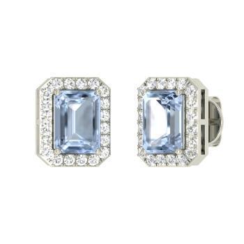 Orecchini Lady Stud 11 Carati Acquamarina Con Diamanti Oro Bianco - harrychadent.it