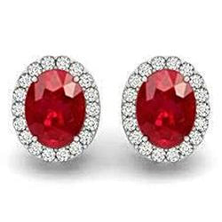 Orecchini Lady Stud 4.50 carati con rubini rossi e diamanti taglio ovale Nuovo