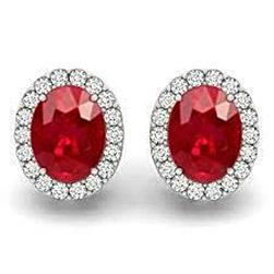 Orecchini Lady Stud 4.50 carati con rubini rossi e diamanti taglio ovale Nuovo - harrychadent.it