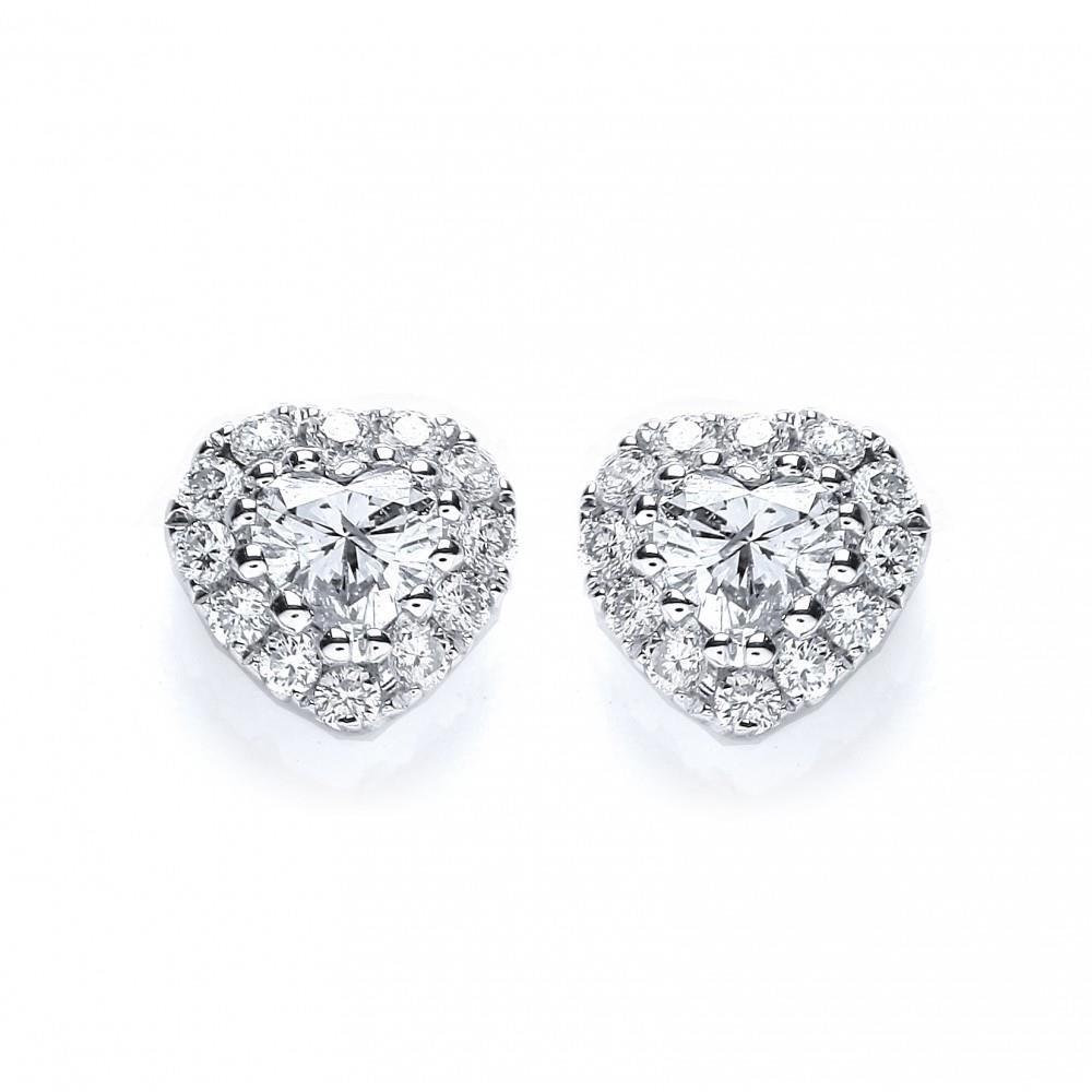 Orecchini Lady Stud a cuore e diamanti rotondi da 4.20 carati in oro bianco 14K - harrychadent.it