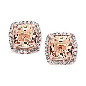 Orecchini Lady Stud in oro rosa 14K 11.52 carati con Morganite e diamanti - harrychadent.it