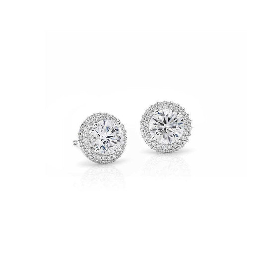 Orecchini Lady Studs 2.90 Carati Diamanti Naturali Halo Oro Bianco 14K - harrychadent.it