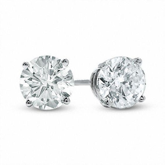 Orecchini Lady Studs con diamanti taglio rotondo grande 4.00 carati 14K Wg - harrychadent.it