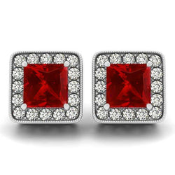 Orecchini Lady Studs in oro bianco 14 kt con rubini da 6.70 ct e diamanti