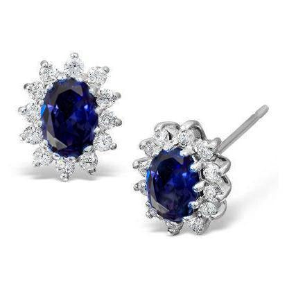 Orecchini Lady Studs in oro bianco 5 kt con tanzanite blu e diamanti Halo - harrychadent.it