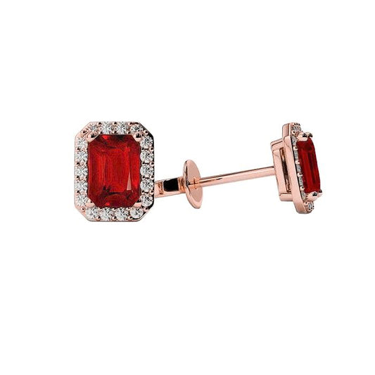 Orecchini Lady Studs in oro rosa 14 kt con diamanti e rubini rossi da 3.86 carati - harrychadent.it