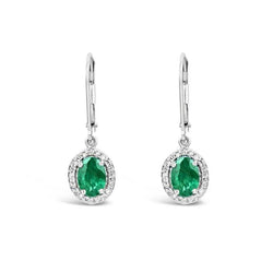 Orecchini Pendenti Donna Verde Smeraldo E Diamanti 5.30 Carati