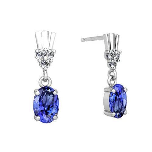 Orecchini Pendenti Tanzanite Con Diamanti 4.90 Carati Oro 14K - harrychadent.it