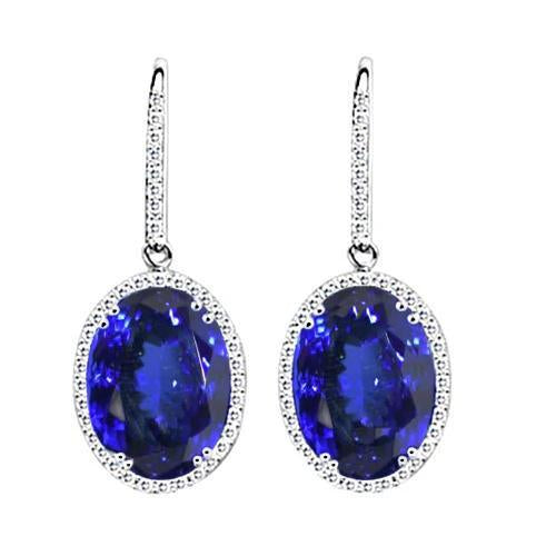 Orecchini Pendenti Tanzanite E Diamanti 5.34 Carati Oro Bianco 14K - harrychadent.it