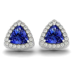 Orecchini a bottone Lady Halo da 4.50 carati con tanzanite e diamanti