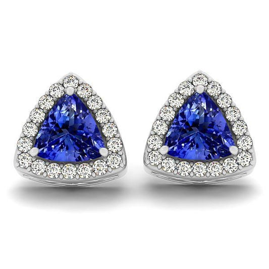 Orecchini a bottone Lady Halo da 4.50 carati con tanzanite e diamanti - harrychadent.it