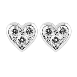 Orecchini a bottone a forma di cuore in oro bianco 14K da 2,10 ct con diamanti a taglio rotondo