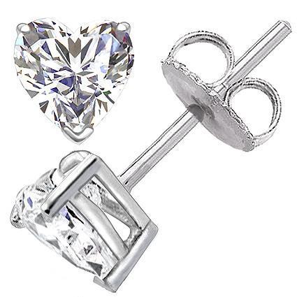 Orecchini a bottone con diamante taglio cuore 2 carati con montatura a griffe - harrychadent.it