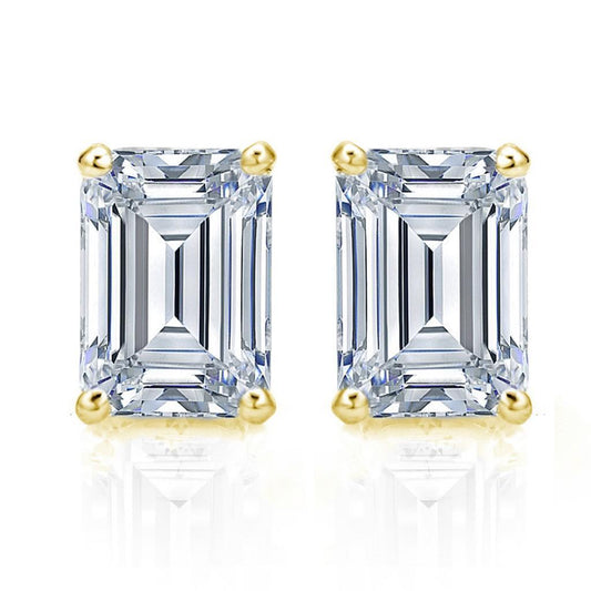 Orecchini a bottone con diamanti grandi 6 carati con taglio smeraldo. gioielli da donna - harrychadent.it