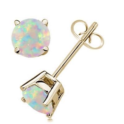 Orecchini a bottone con opale da 10 ct taglio brillante in oro bianco 14 carati - harrychadent.it