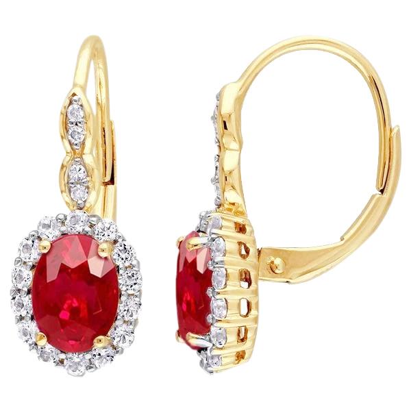 Orecchini a bottone con rubino rosso. 7.90 carati. oro giallo 14K - harrychadent.it
