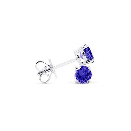Orecchini a bottone con tanzanite a taglio rotondo da 3 carati in oro bianco 14K - harrychadent.it