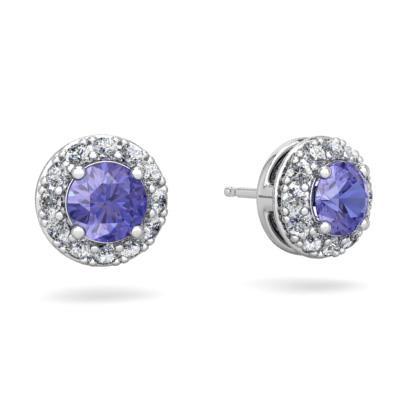 Orecchini a bottone con tanzanite e diamanti bianchi da 3.70 carati - harrychadent.it