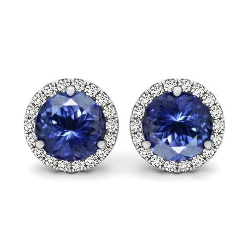 Orecchini a bottone con tanzanite e diamanti taglio rotondo 6.40 carati Novità - harrychadent.it